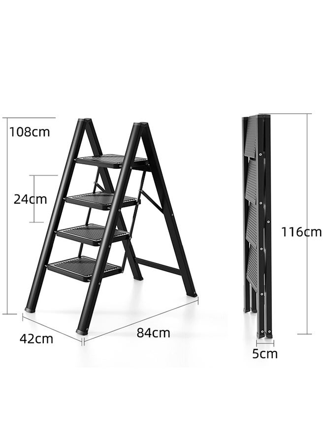 صحراء الواحة سلم بسيط قابل للطي للتسلق في الأماكن المغلقة سلم صغير بإطار من الزهور الطازجة 4 طوابق (أسود) - Image 5