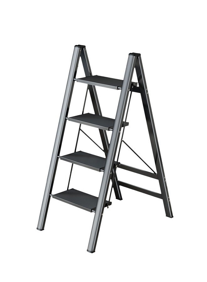 صحراء الواحة سلم بسيط قابل للطي للتسلق في الأماكن المغلقة سلم صغير بإطار من الزهور الطازجة 4 طوابق (أسود) - Image 1