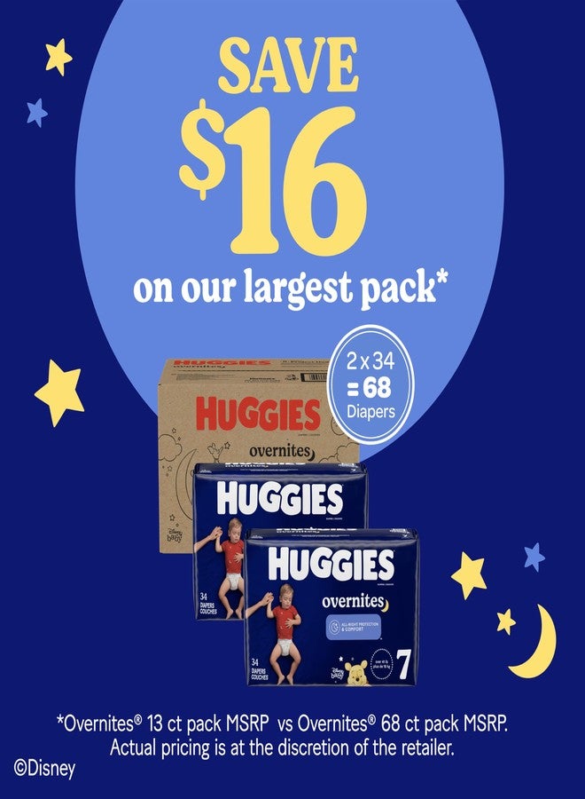 HUGGIES حفاضات هاجيز حجم 7 ليلية للأطفال: حفاضات ليلية، حجم 7 (41+ رطل)، 68 قطعة (عبوتان من 34)، قد يختلف التغليف - Image 5