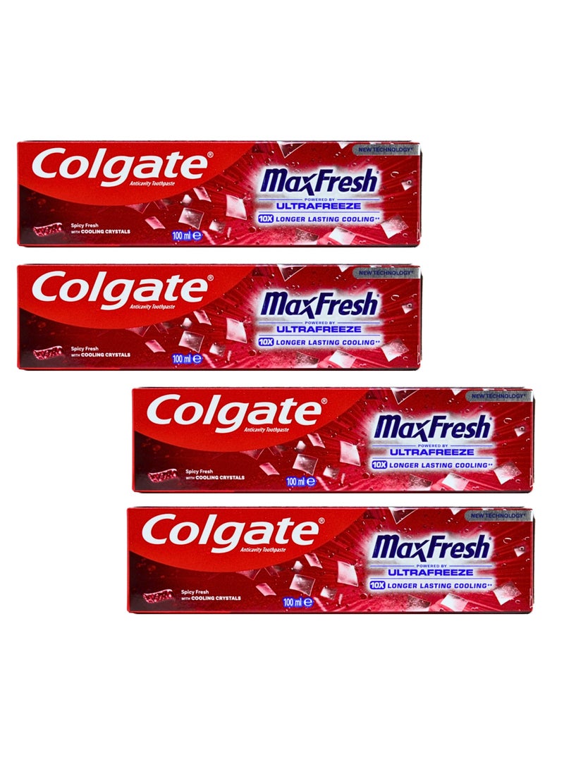 Colgate MaxFresh Toothpaste Spicy Fresh 100ml X Pack of 4Pcs - Image 1
