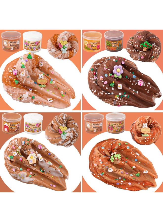 LAWOHO 6 Packs Gradient Brown Slime Kit - Cloud Slime, Butter Slime & Clear Slime, Crunchy Slime for Kids with Various Slime Add-ins, Non Stick Slime Party Favors for Girls & Boys, 360ml Kids Slime (Garden) - Image 5