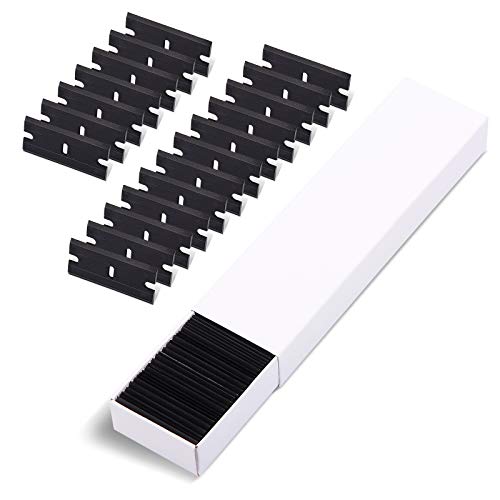 EHDIS Razor Blades 100 PCS Double Edged Plastic Blade for Safety Glass Scraper and Razor Scraper Tool - Remove Decals, Stickers, Adhesive Label, Glue and Glass Clean - Black - Image 1