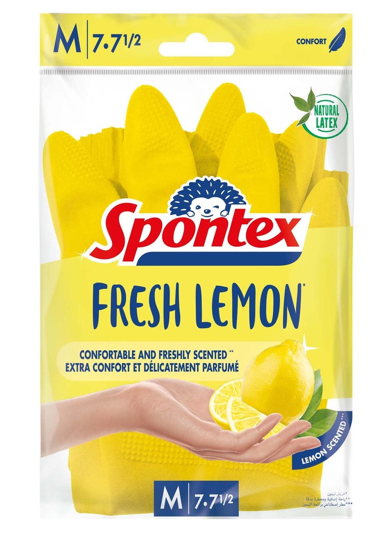 سبونتكس قفازات متوسطة الحجم بنكهة الليمون الطازج، صديقة للبيئة، صفراء - Image 1