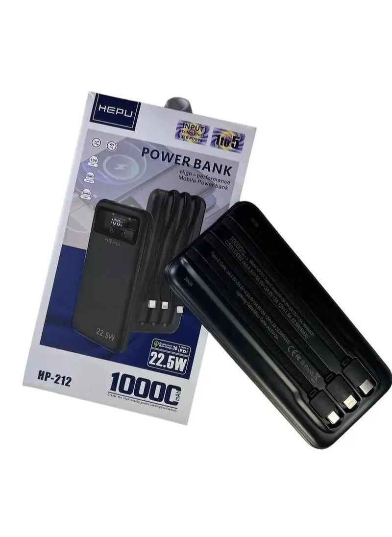 HEPU UMB HEPU HP-212 10000mAh Fast Charging Power Bank – Slim Portable Charger With 22.5W PD & QC 3.0 – Dual USB Output + Type-C Input – High-Speed Battery Backup For Smartphones, Tablets & USB Devices – Lightweight Travel Powerbank  - Image 1