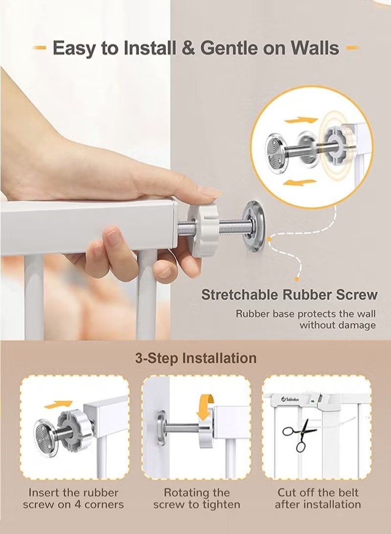 Hompenny Auto Close Safety Baby Gate, Extra Wide Child Gate, Maximum Suitable For 143 cm, Including 10cm, 20cm, 30cm Extension Rack, Easy Walk Thru Durability Dog Gate for Stairs, Doorways - Image 5