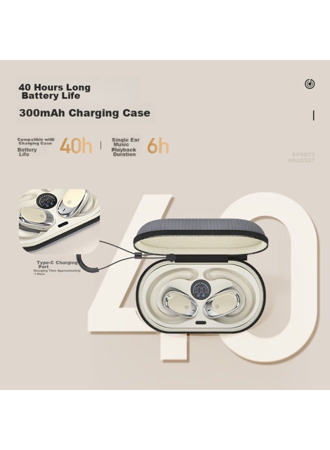 Newmine Open Ear Bluetooth Earphones Open Concept True Wireless Non-in-ear Bone Conduction Comfortable Sports Running Earhook Earphones Supreme Edition Beige - Image 5