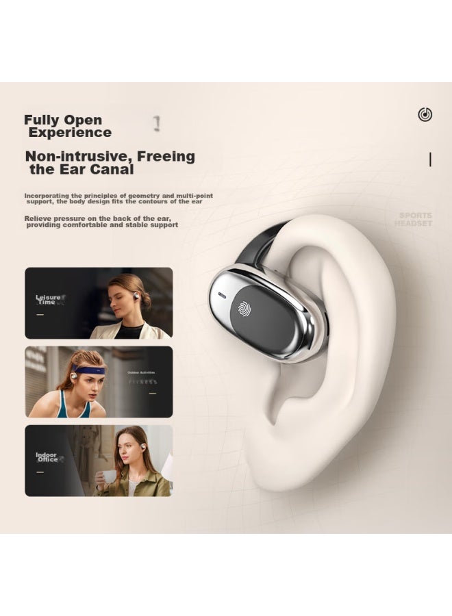 Newmine Open Ear Bluetooth Earphones Open Concept True Wireless Non-in-ear Bone Conduction Comfortable Sports Running Earhook Earphones Supreme Edition Beige - Image 3