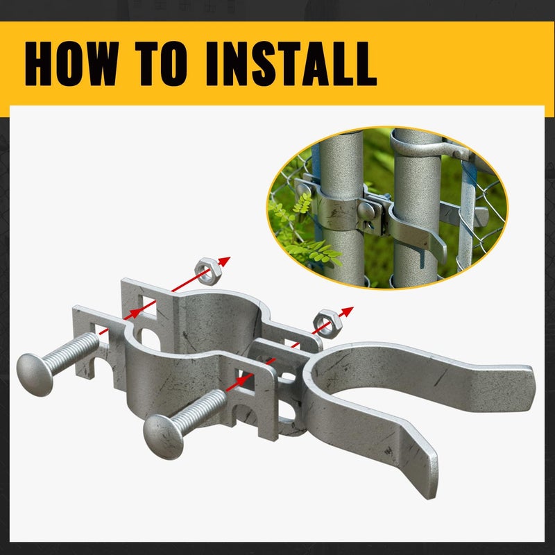 VIVIDA Chain Link Gate Latch 1-3/8" x 2-3/8", Fence Fork Latch for Metal Gates with Padlock Hole, Galvanized Steel, Chain Link Fence Parts, 1 PCS - Image 5