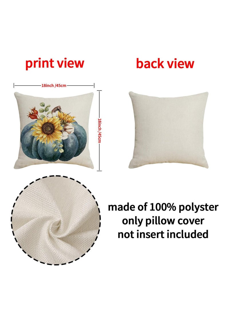 4pcs Pumpkin Sunflower Pillow Linen Pillow Cushion Cover 45 * 45cm - Image 4