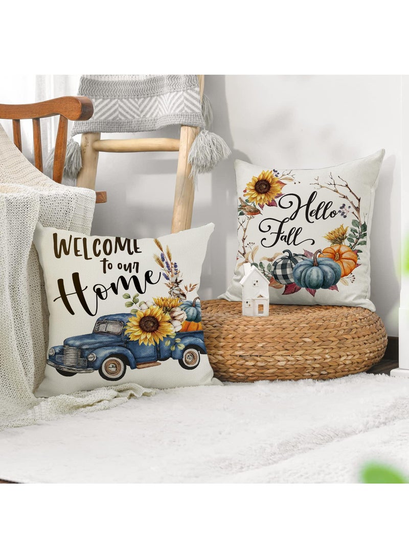 4pcs Pumpkin Sunflower Pillow Linen Pillow Cushion Cover 45 * 45cm - Image 3