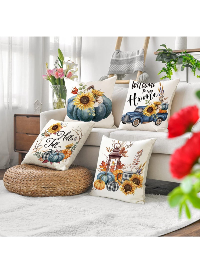 4pcs Pumpkin Sunflower Pillow Linen Pillow Cushion Cover 45 * 45cm - Image 2