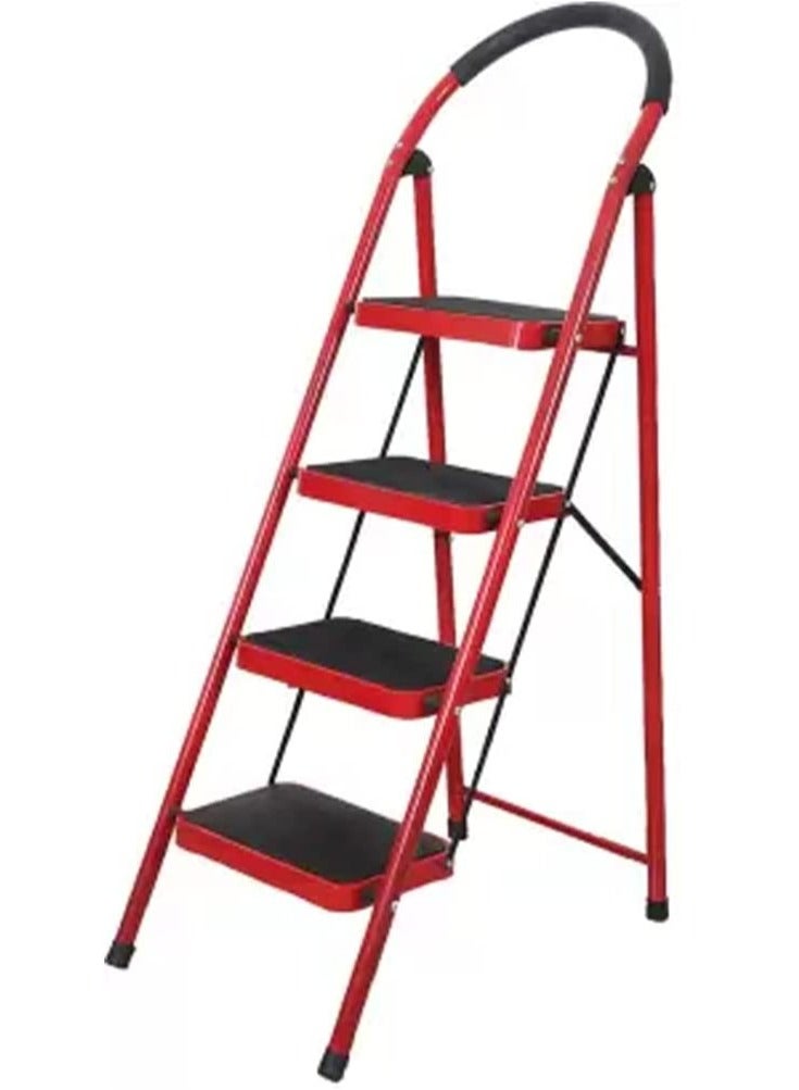 ROBUSTLINE Robustline Home Purpose Ladder - 4 Steps Foldable Step Ladder with Rubber Handgrip and Non-Slip Treads, 150 kgs Weight Capacity- Red 