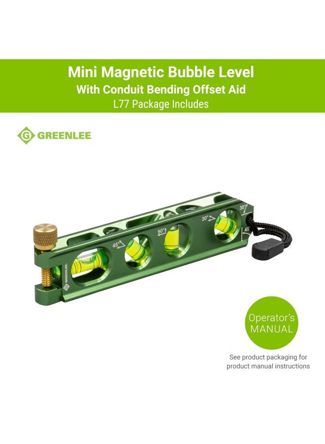 Greenlee L77 Mini Magnetic Bubble Level with Conduit Bending Offset Aid - Image 2