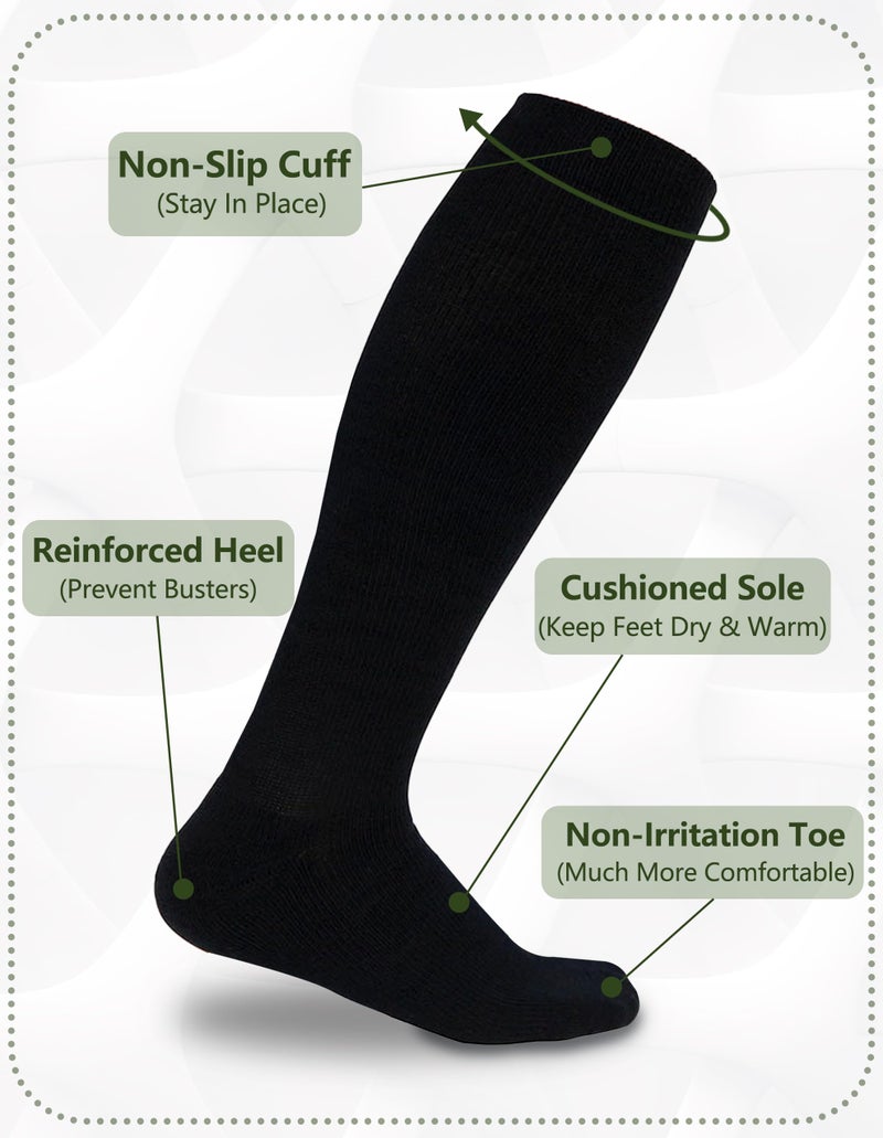 MD +MD 3 Pairs Compression Socks for Women & Men,Viscose for Bamboo 15-20mmHg Soft Support Cushion Scoks for Pregnant Nurses Travel 10-13 Black - Image 5