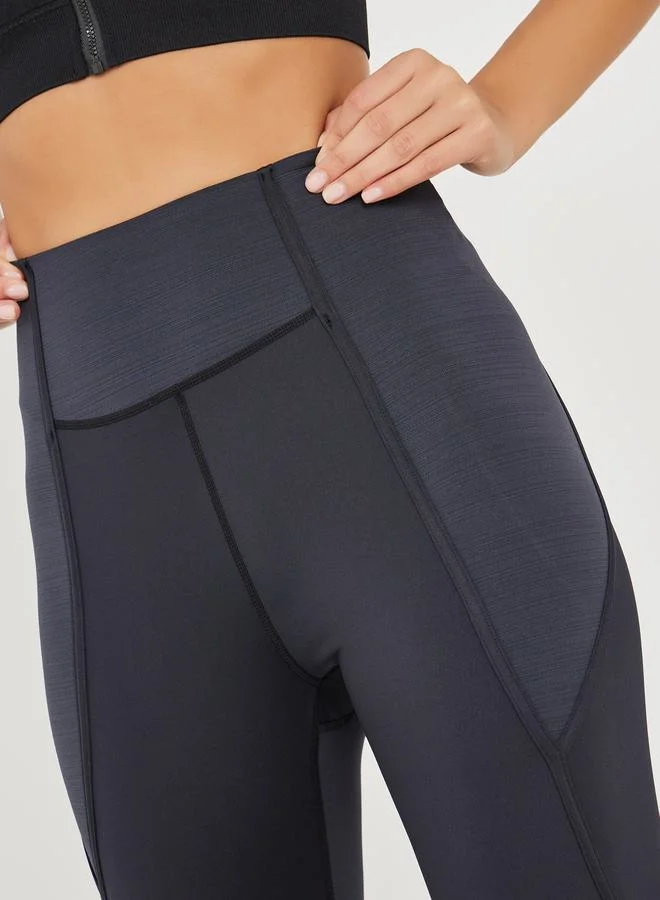 Styli Thick Seam Detail Textured Panels Leggings