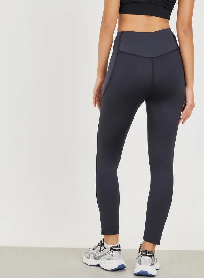 Styli Thick Seam Detail Textured Panels Leggings