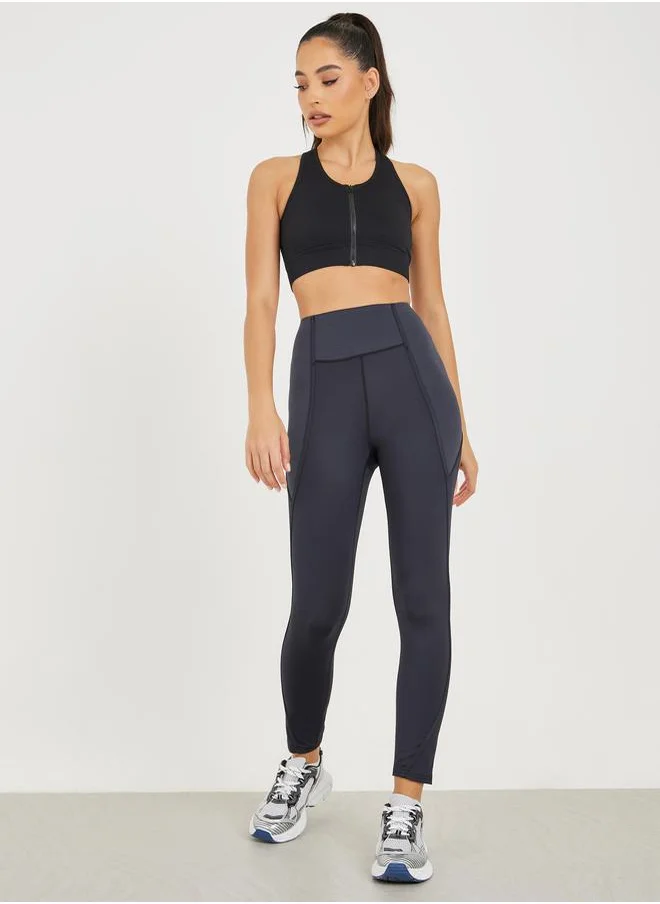 ستايلي Thick Seam Detail Textured Panels Leggings