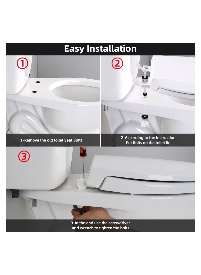 2pcs Universal Toilet Seat Bolts Screws Replacement Kit with Downlock Nuts White Plastic and Rubber Washers Bathroom Repair Screw 3 Inches Stainless Steel - Image 4