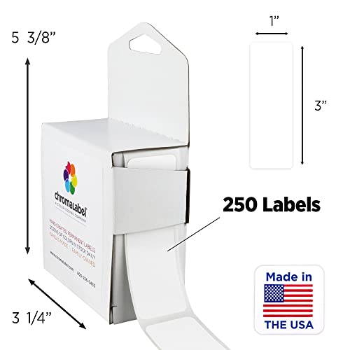 ChromaLabel 1 x 3 Inch All Purpose Permanent Color Code Rectangle Labels, 250 Labels per Dispenser Box, White - Image 2
