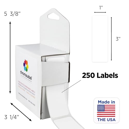 ChromaLabel 1 x 3 Inch All Purpose Permanent Color Code Rectangle Labels, 250 Labels per Dispenser Box, White - Image 3