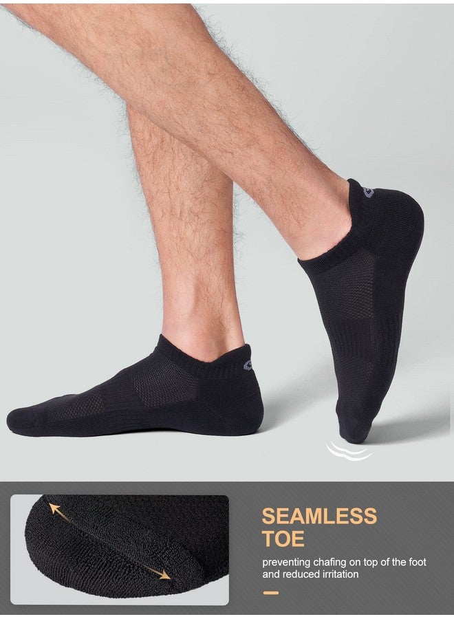 CS CELERSPORT Cushion No Show Tab Athletic Running Socks for Men and Women (6 Pairs),Medium, Black+Grey - Image 3