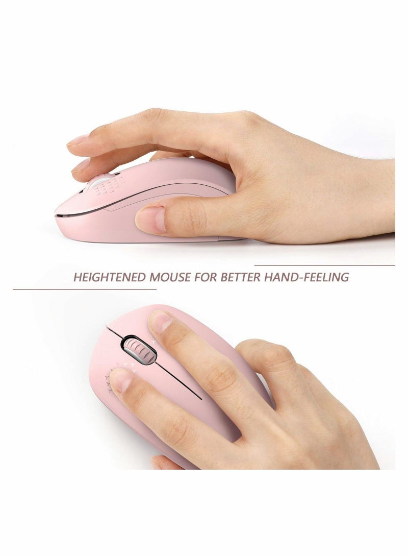 Wireless Mouse, 2.4G Noiseless Mouse with USB Receiver  Portable Computer Mice for PC, Tablet, Laptop, Notebook with Windows System - Pink - Image 2