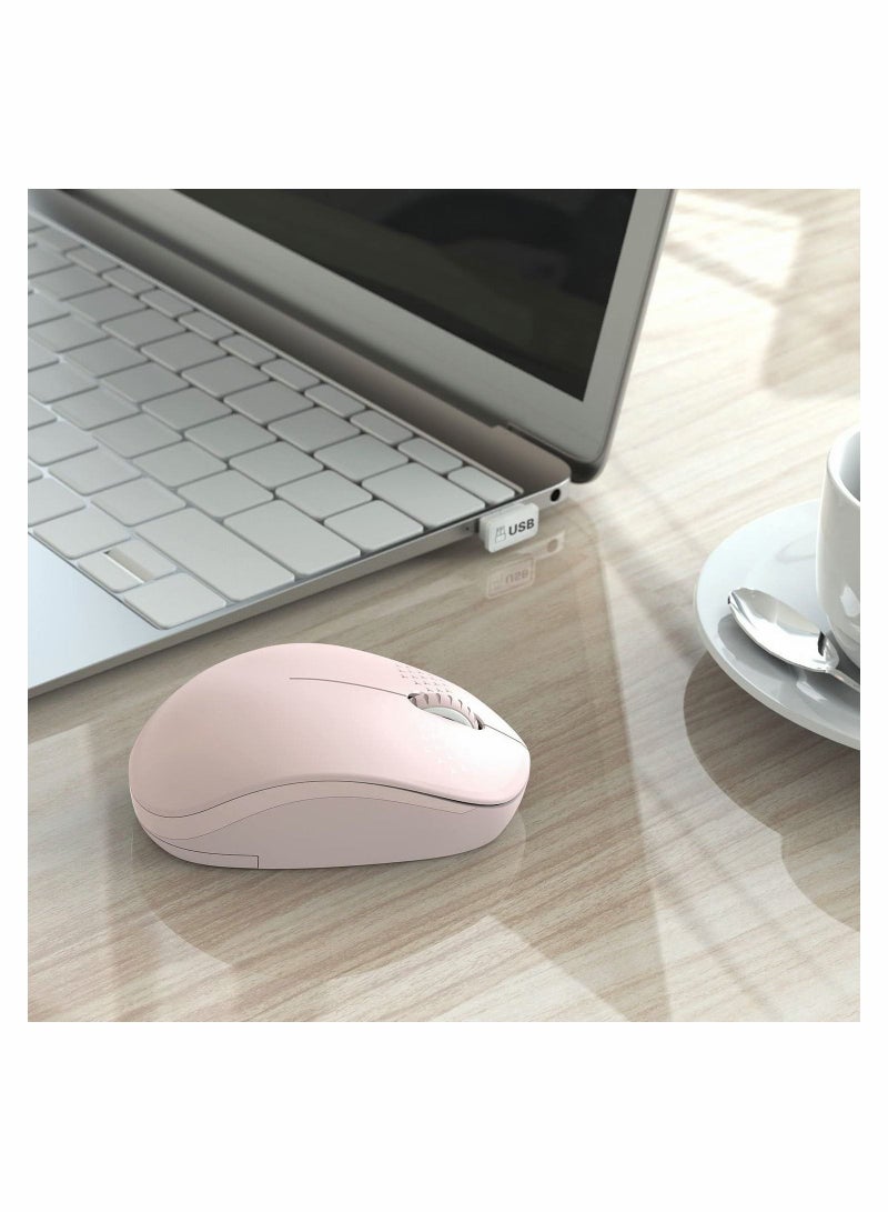 Wireless Mouse, 2.4G Noiseless Mouse with USB Receiver  Portable Computer Mice for PC, Tablet, Laptop, Notebook with Windows System - Pink - Image 4
