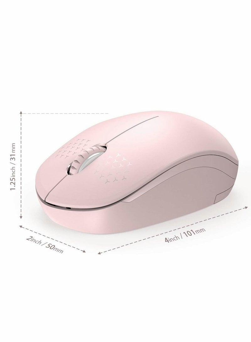 Wireless Mouse, 2.4G Noiseless Mouse with USB Receiver  Portable Computer Mice for PC, Tablet, Laptop, Notebook with Windows System - Pink - Image 3