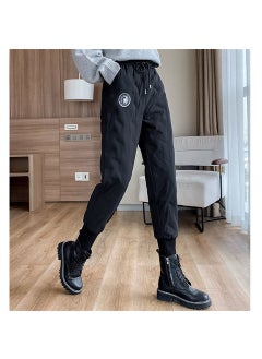 Generic Downcotton Wadded Trousers Womens Outerwear Winter 2024 New Style Thickened Loose-fit Slimming Harbour Footwear Warm Pants Black 212# 