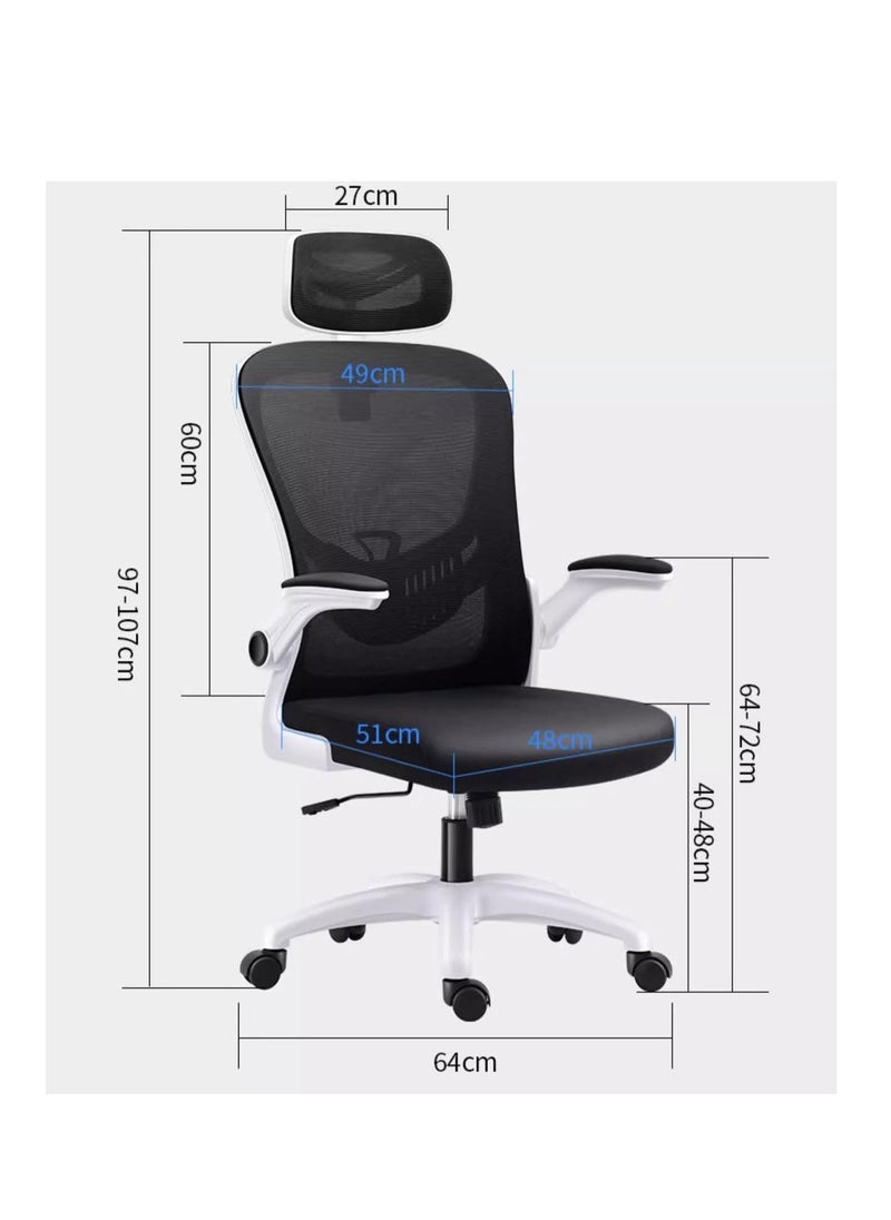 Generic - Ergonomic Chair, Headrest & Lumbar Support Adjustable Computer Chair, Height Adjustable Office Desk Chair, Mesh Swivel Chair for Home Office, Desk Chair for Study Working Gaming（v3-black） - Image 1