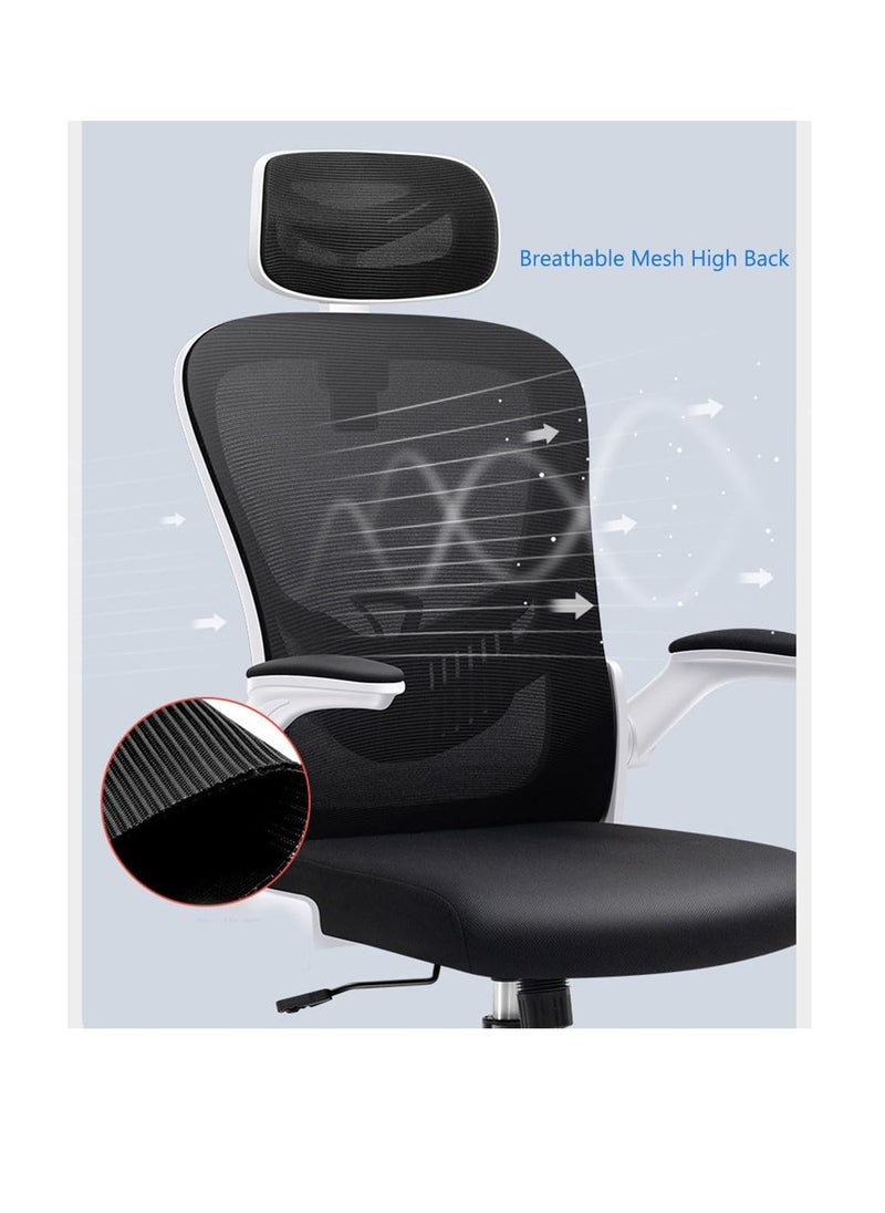 Generic - Ergonomic Chair, Headrest & Lumbar Support Adjustable Computer Chair, Height Adjustable Office Desk Chair, Mesh Swivel Chair for Home Office, Desk Chair for Study Working Gaming（v3-black） - Image 1