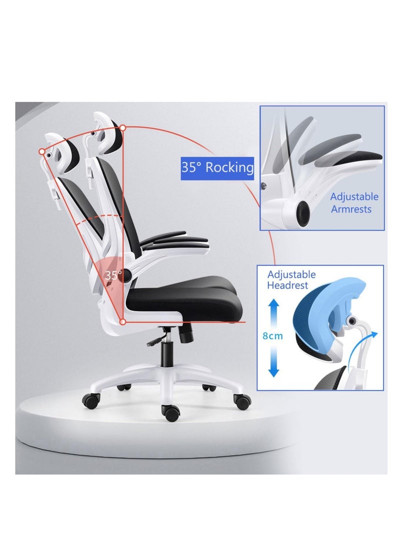 Generic - Ergonomic Chair, Headrest & Lumbar Support Adjustable Computer Chair, Height Adjustable Office Desk Chair, Mesh Swivel Chair for Home Office, Desk Chair for Study Working Gaming（v3-black） - Image 1