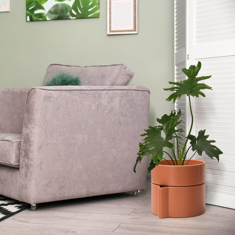 Phoenix Vine 8 Inch Self-Watering Planter Pot with Terracotta Insert, Deep Water Reservoir, and Ceramic-Alike BPA-Free Plastic Planter Pot for Plant, Modern Planter for Houseplants, Terracotta, 53-A-T-3 - Image 2