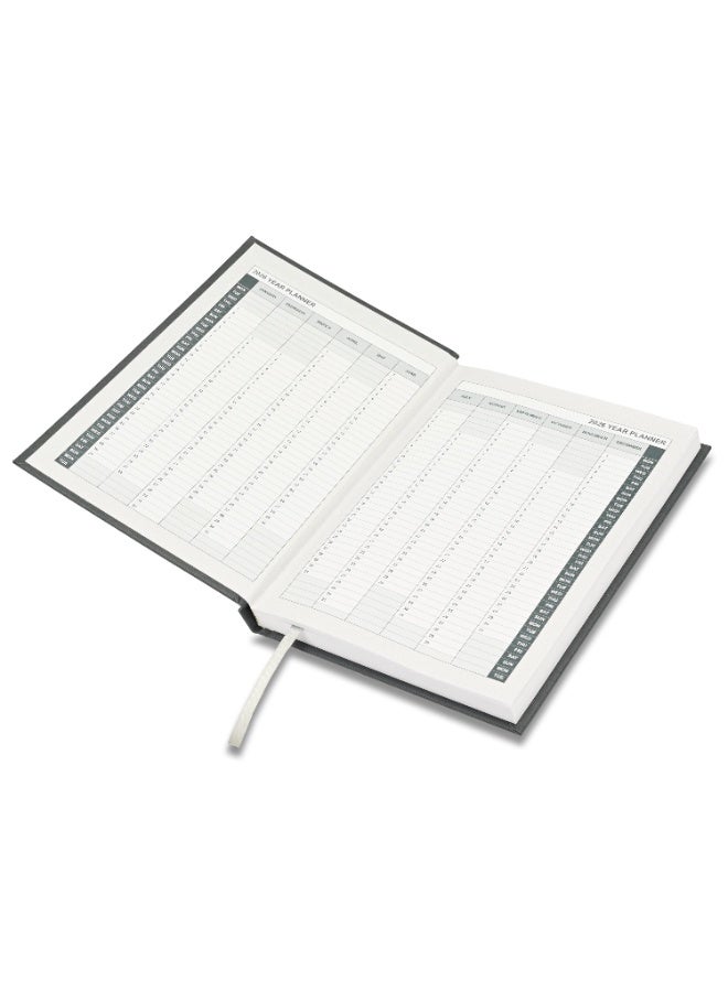 FIS 2026 Diary, A5 Size Diary(148x210mm), Hard Cover Vinyl Materials, Saturday & Sunday Combined, English, 60gsm White Paper, Grey Color-FSDI90E26GY - Image 3
