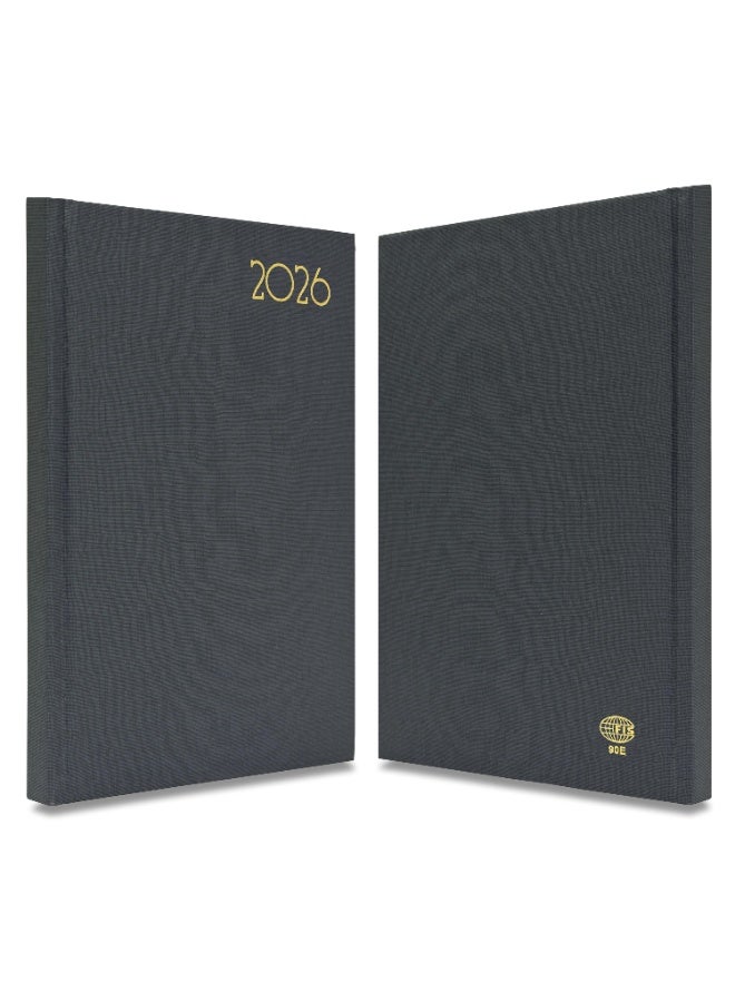 FIS 2026 Diary, A5 Size Diary(148x210mm), Hard Cover Vinyl Materials, Saturday & Sunday Combined, English, 60gsm White Paper, Grey Color-FSDI90E26GY - Image 2