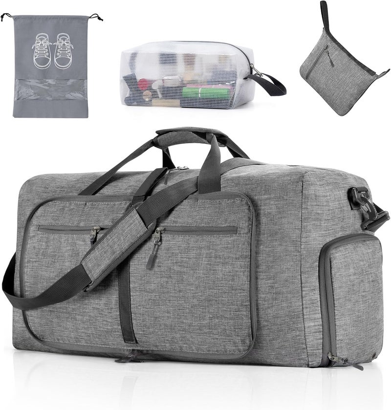 Vomgomfom Travel Duffle Bag for Men, 65L Foldable Travel Duffel Bag with Shoes Compartment Overnight Bag for Men Women Waterproof & Tear Resistant - Image 1