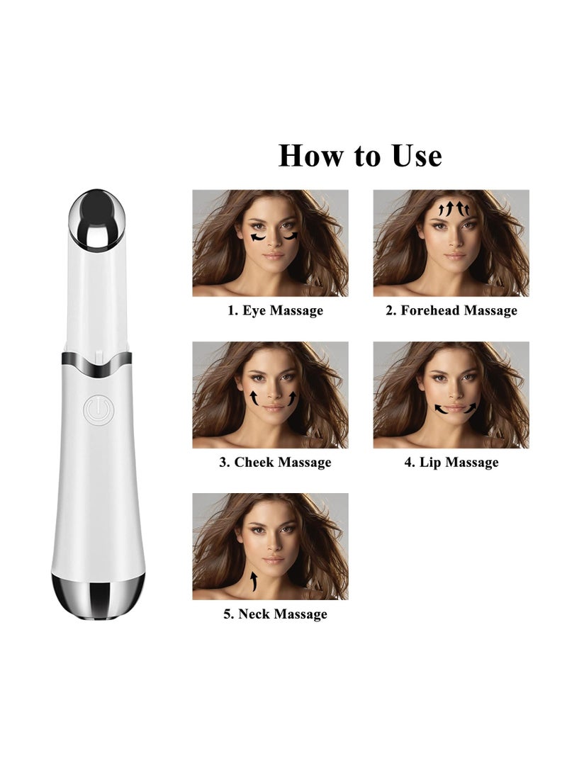 Generic Eye Massager Wand, Chargeable Facial Massager with Eye Body Massage face Vibrating Treatment for Relieving Eyes Dark Circles, Eye Bags, Puffiness, Fatigue, Skin Care Product Absorption (White)  - Image 3