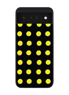 Rugged Black edge case for Google Pixel 6 5G Slim fit Soft Case Flexible Rubber Edges Anti Drop TPU Gel Thin Cover - Yellow Dots