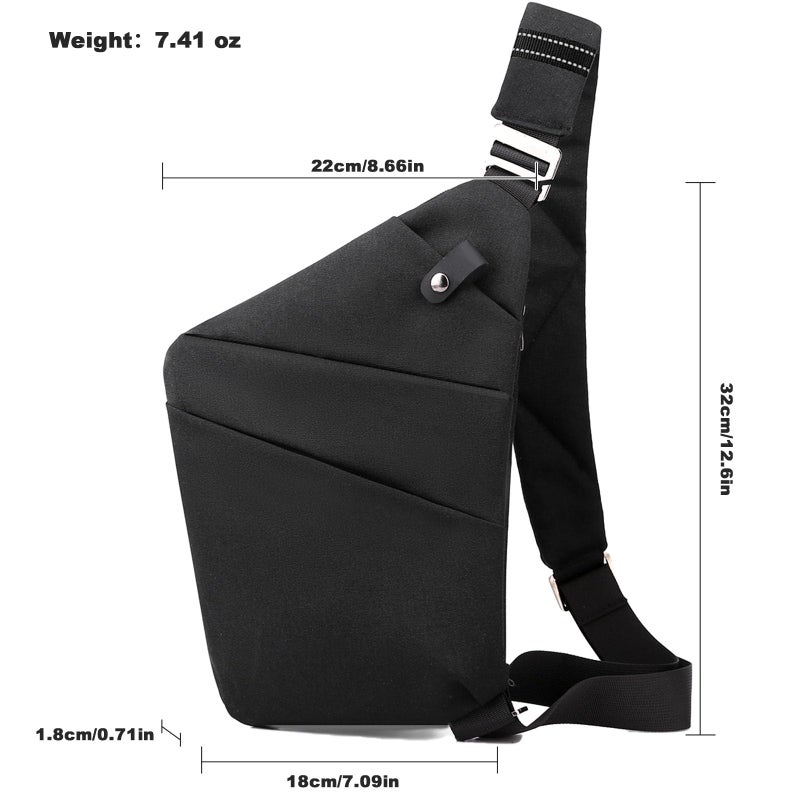 BIRDDIE Anti Theft Travel Bag, One Shoulder Large Capacity Cross-body Bag Chest Fashion Lightweight Sling Bags for Travel Sports (Right Shoulder, Black) - Image 5