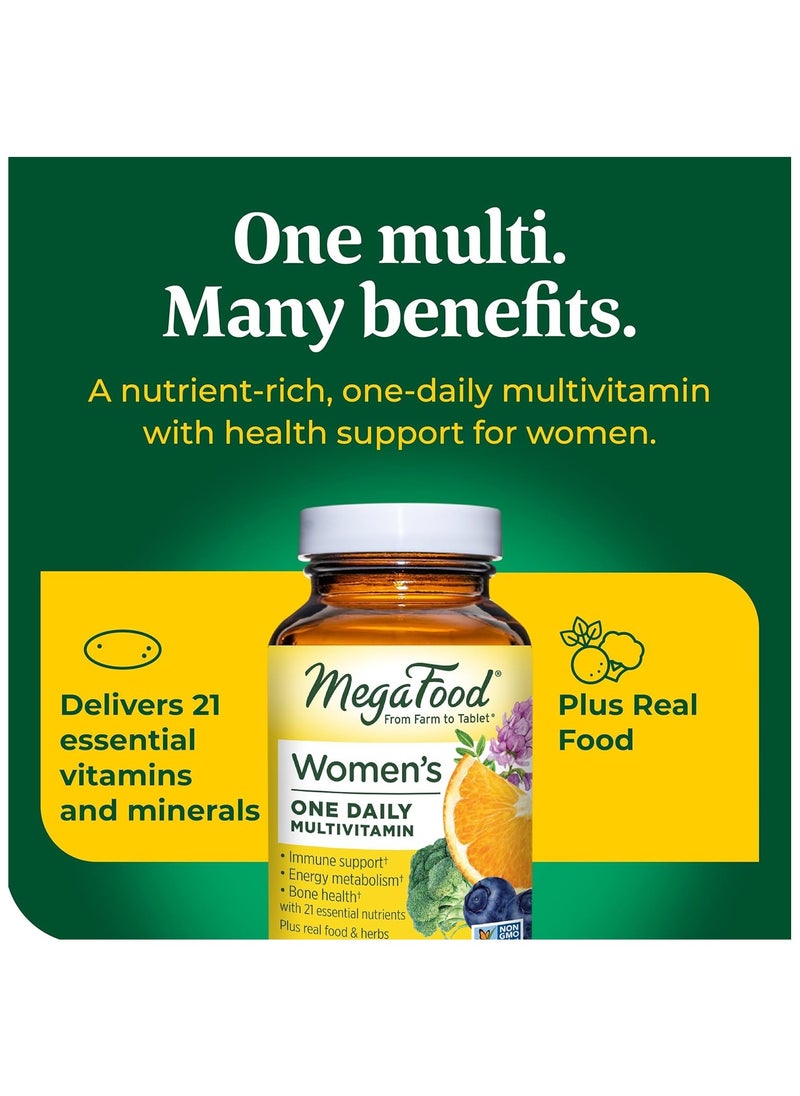 MegaFood - MegaFood Women's One Daily Multivitamin for Women - with Iron, B Complex, Vitamin C, Vitamin D, Biotin and More - Plus Real Food - Immune Support Supplement - Bone Health - Vegetarian - 60 Tabs - Image 1