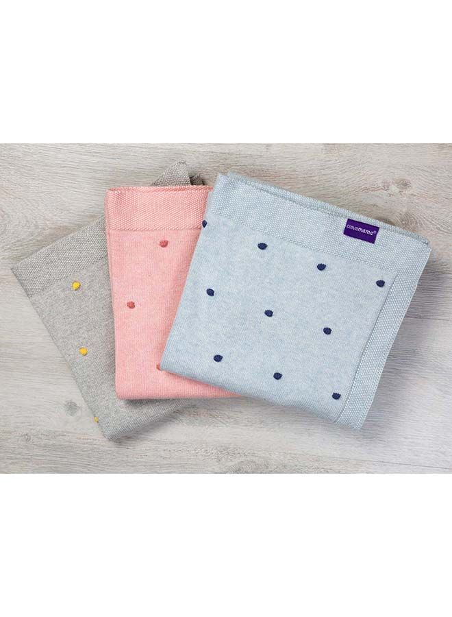 Clevamama Knitted Pom Pom Baby Blanket Organic Cotton 80x100 Cm Grey - Image 4