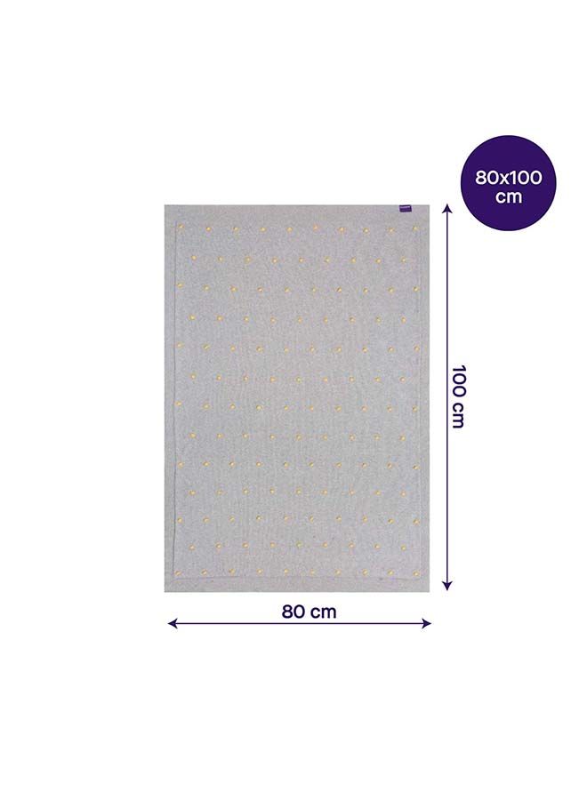 Clevamama Knitted Pom Pom Baby Blanket Organic Cotton 80x100 Cm Grey - Image 3