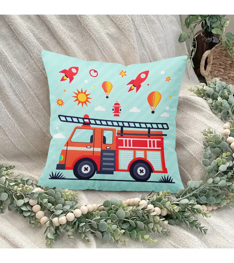 1pc Fire Truck And Aircraft Square Colorful Decorative Pillow Cover 20x20 Inch With Zipper Closure For Living Room Bedroom Porch Patio Decor Modern Style Double Sided Print - Image 4