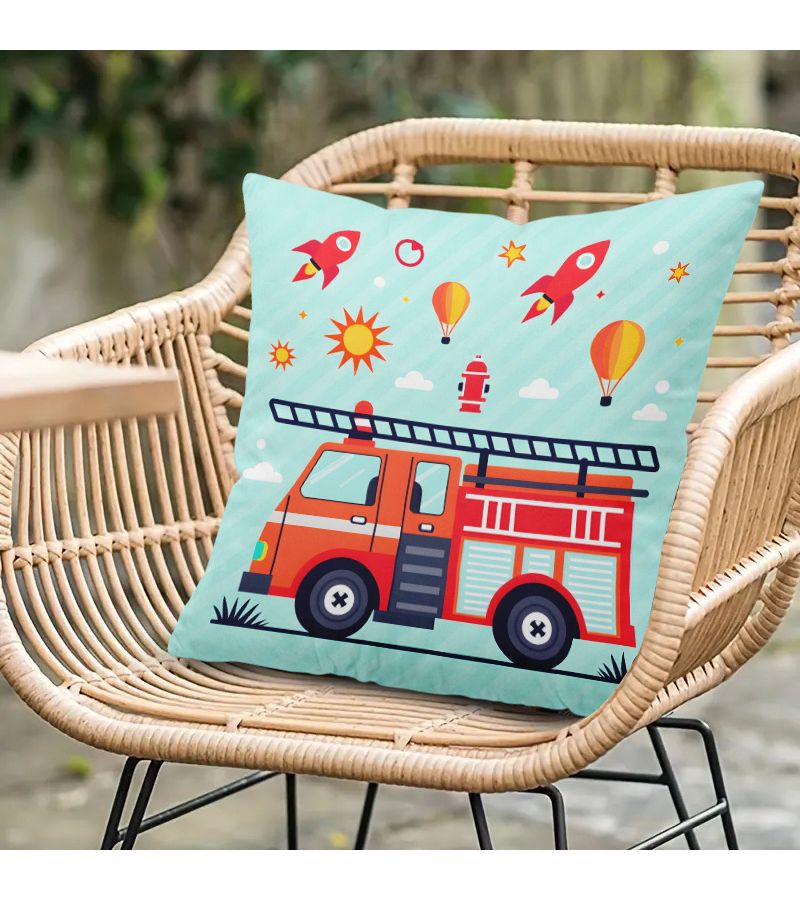 1pc Fire Truck And Aircraft Square Colorful Decorative Pillow Cover 20x20 Inch With Zipper Closure For Living Room Bedroom Porch Patio Decor Modern Style Double Sided Print - Image 5