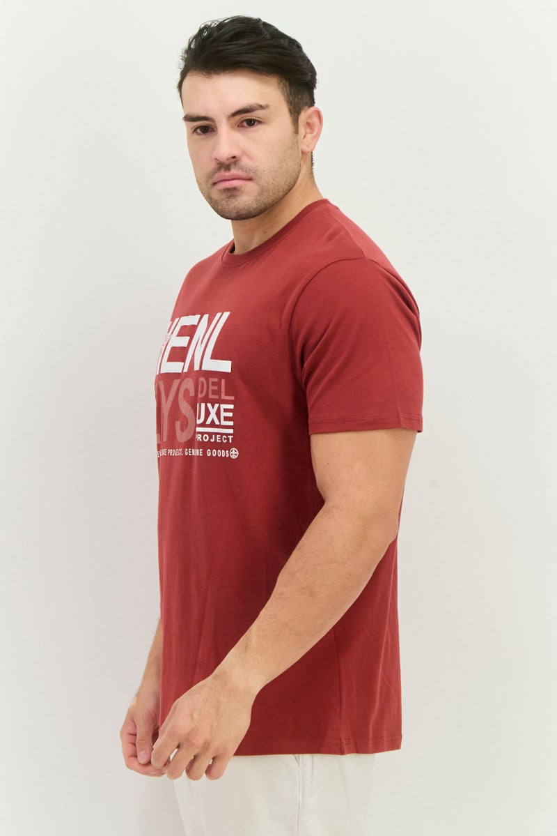 Henleys Men Crew Neck Short Sleeve Graphic Print T Shirt, Red - Image 2