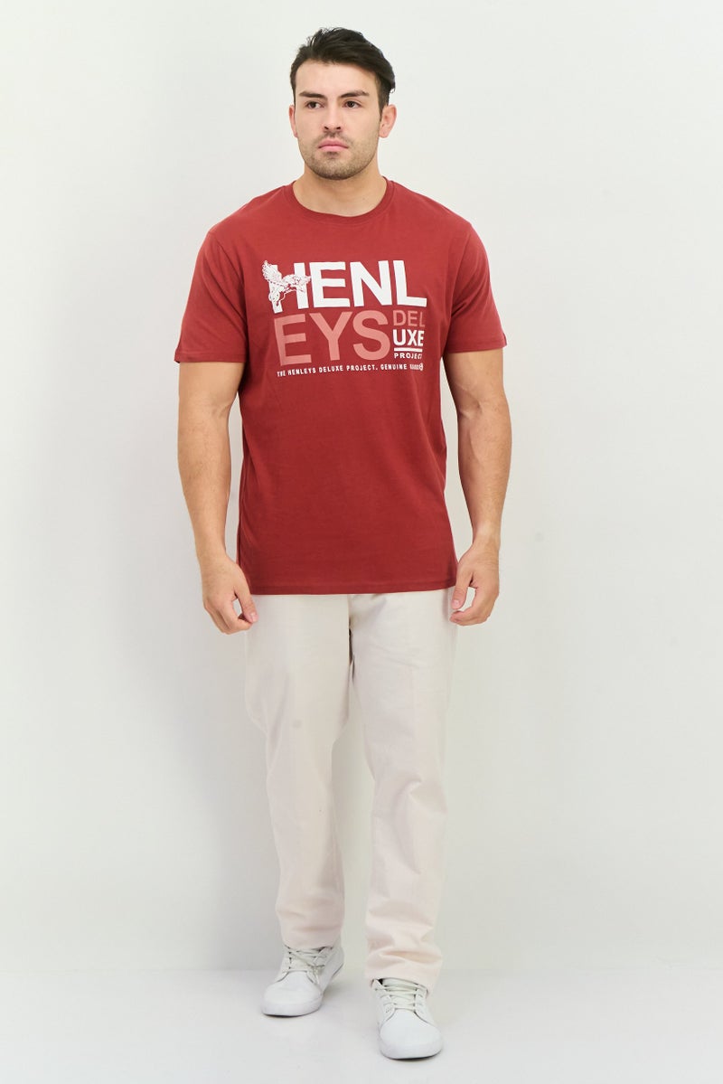 Henleys Men Crew Neck Short Sleeve Graphic Print T Shirt, Red - Image 4