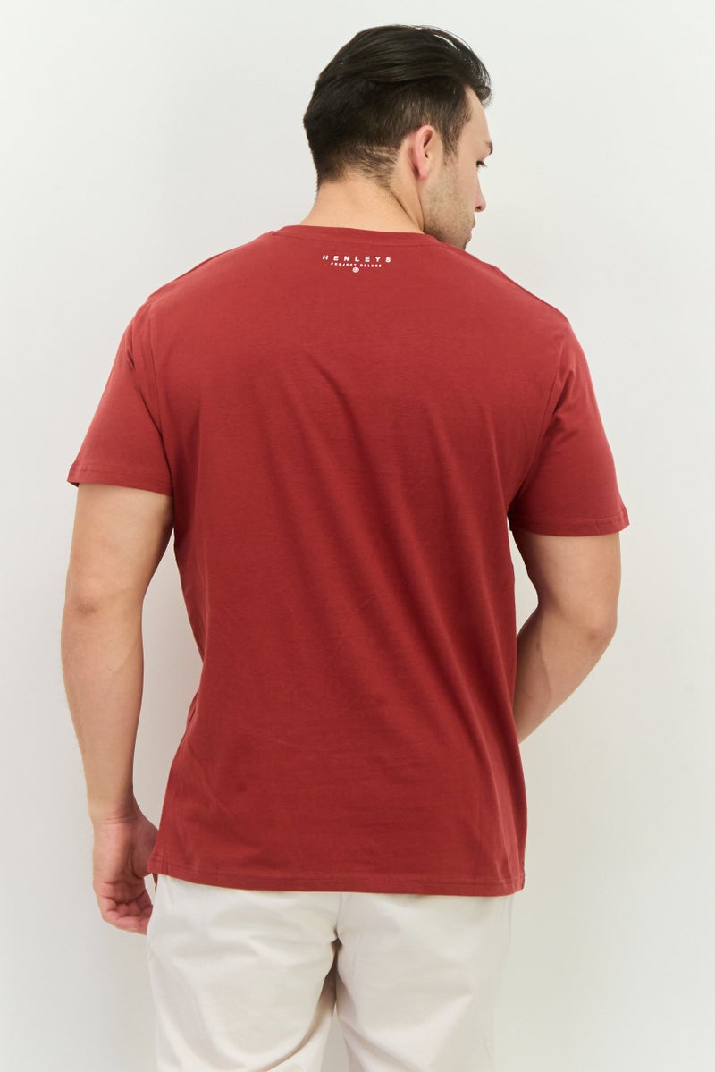 Henleys Men Crew Neck Short Sleeve Graphic Print T Shirt, Red - Image 3