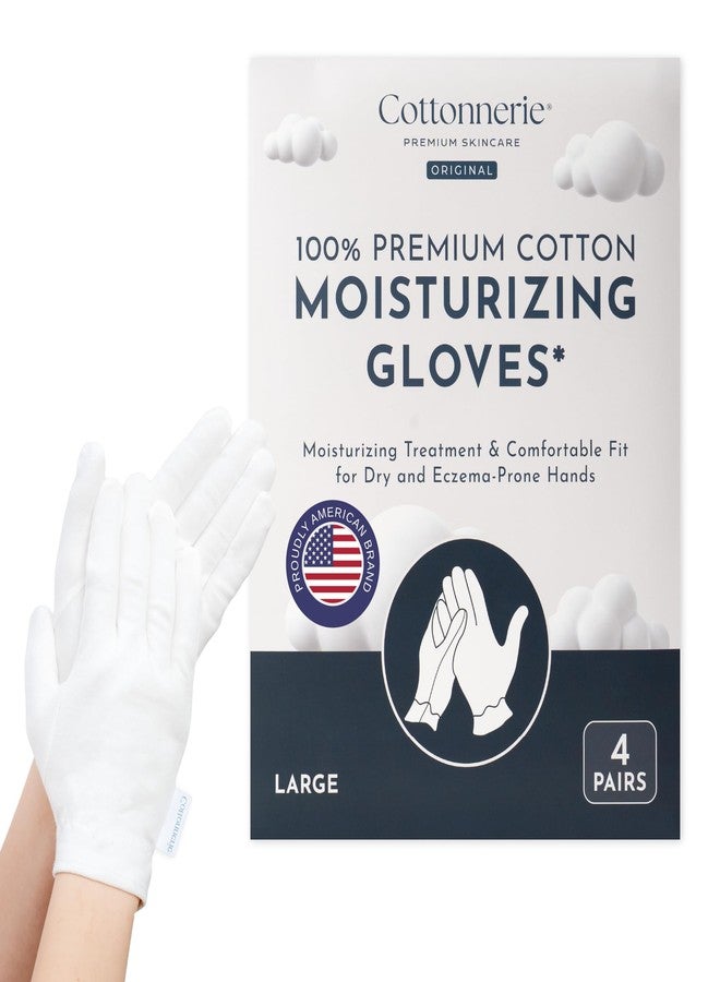 COTTONNERIE 4 Pairs Cottonnerie Original Cotton Gloves for Dry Hands Sleeping, Moisturizing Gloves Overnight, Hand Moisturizer Gloves, Moisture Gloves for Dry Hands Overnight, Sleeping Gloves, Large - Image 1