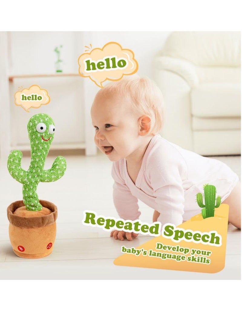 Meetion Interactive Talking Dancing Cactus Toy Mimics Sounds, Plays 120 Songs, USB Rechargeable, Soft Plush, LED Lights, Baby Gift for Boys Girls - Image 2