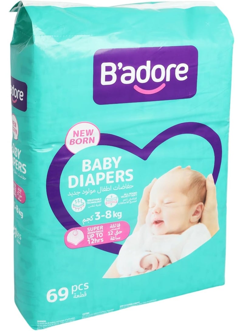Baby diapers newborn 3-8kg pack of 69pcs - Image 2